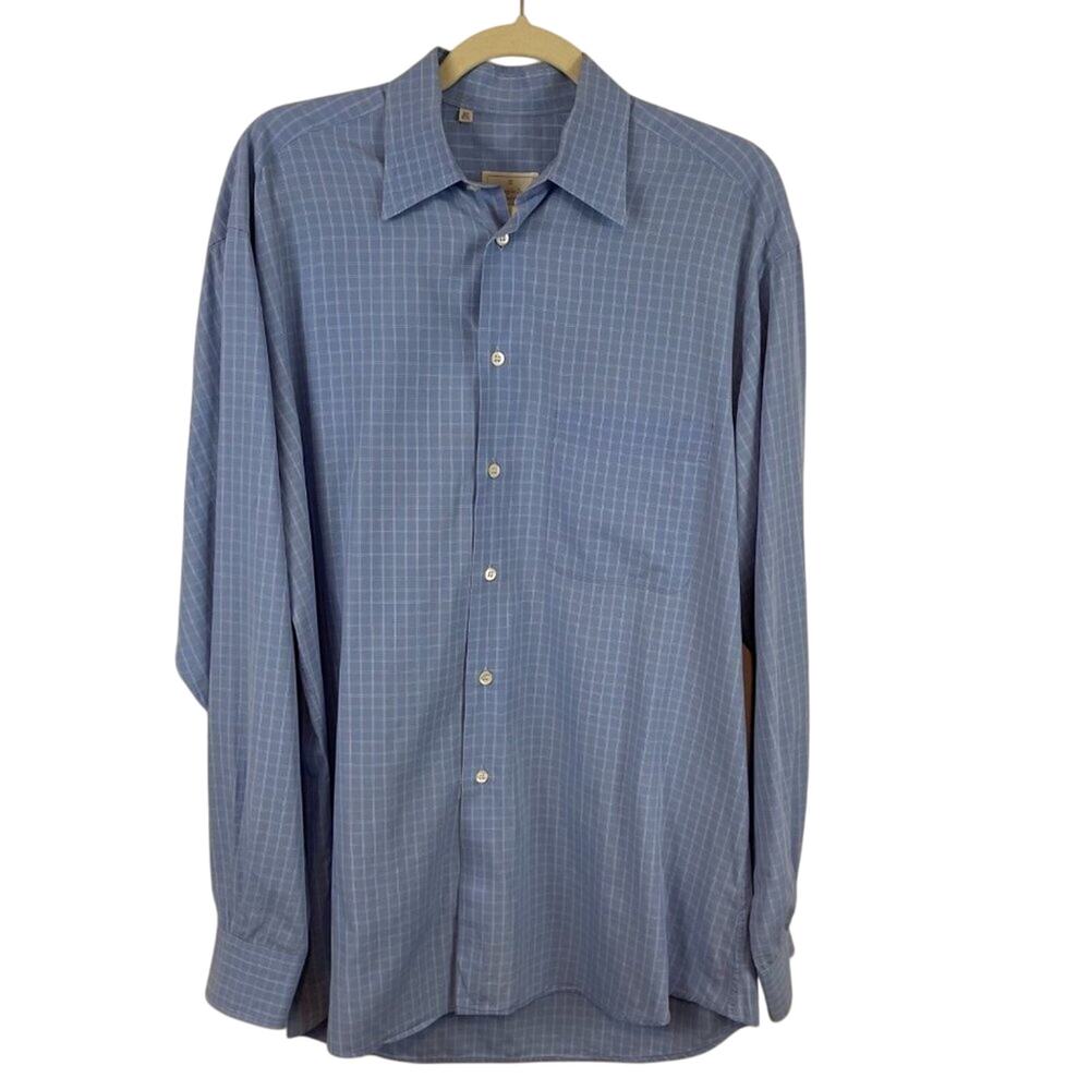 Ermenegildo Zegna Soft Blue Plaid Shirt Size Medium (15 3/4)(40)